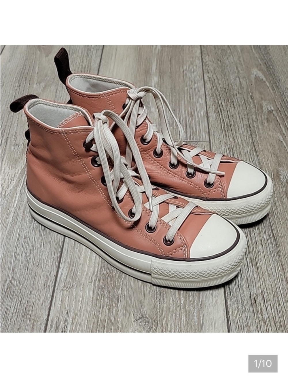 Converse 6.5 Chuck Taylor All Star High Top Lift Tonal Leather Terra Blush Pink